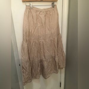 Pact Organic Cotton Midi/Maxi Skirt Size Large Cream Stripes